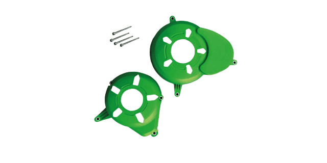 KIT PROTECTOR PLASTICO TAPA VOLANTE-TAPA CLUTCH PULSAR 180 - 220 VERDE